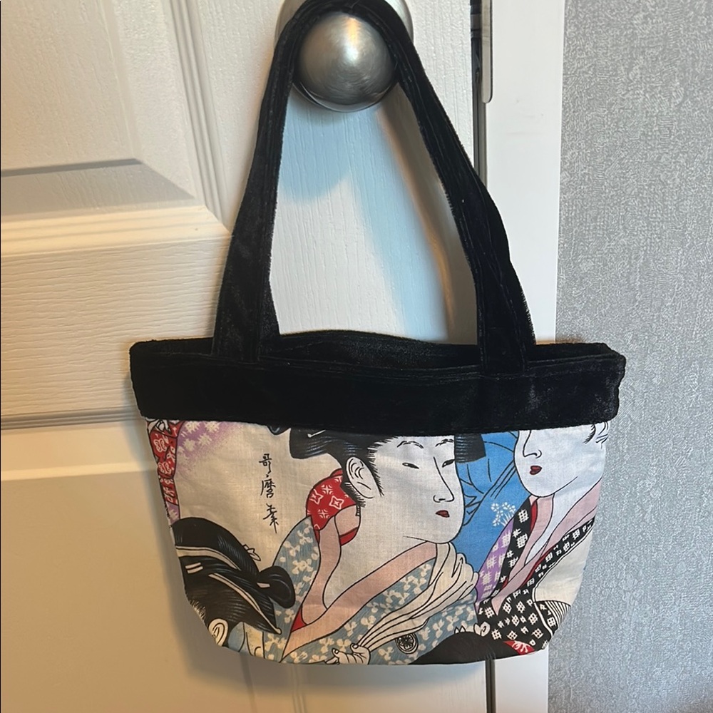 Vintage Japanese Okiyoe Geisha Traditional Art Portrait Print Handbag Clutch Bag